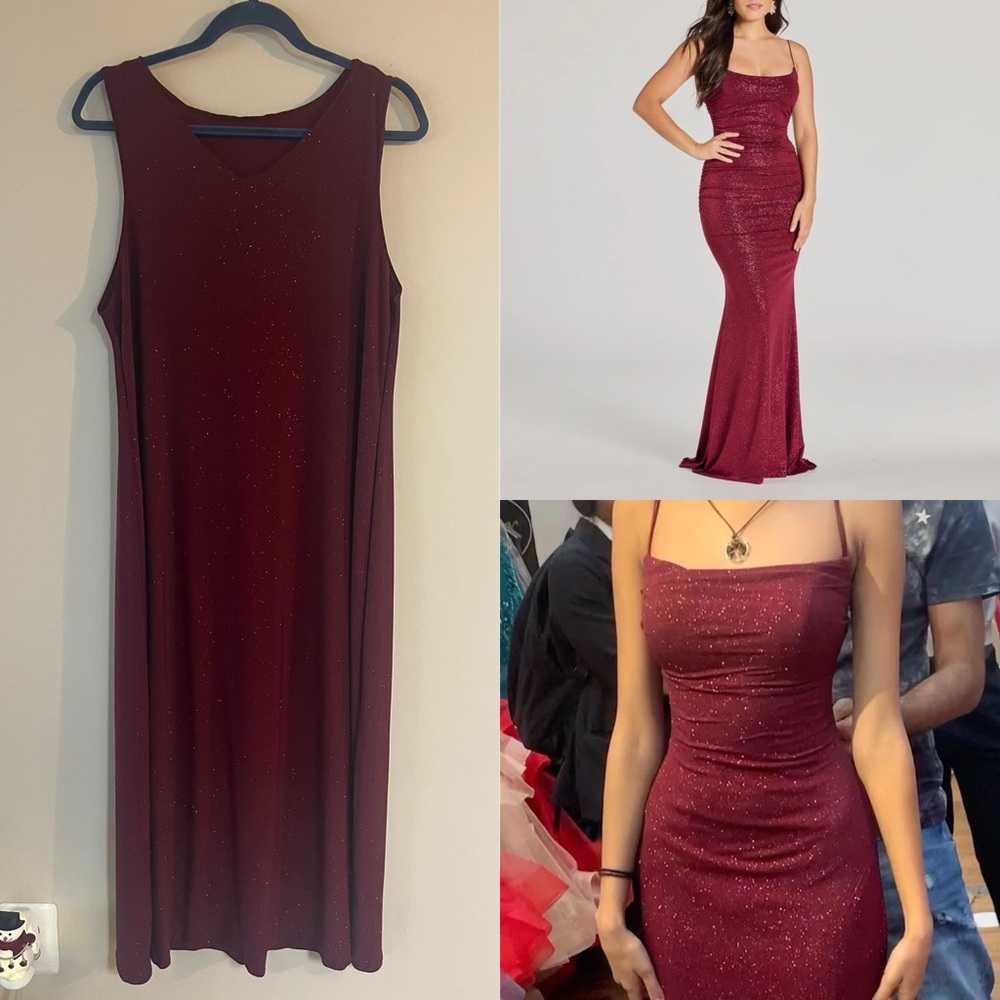 Vintage 90’s Maroon/Burgundy Sparkly Maxi Dress